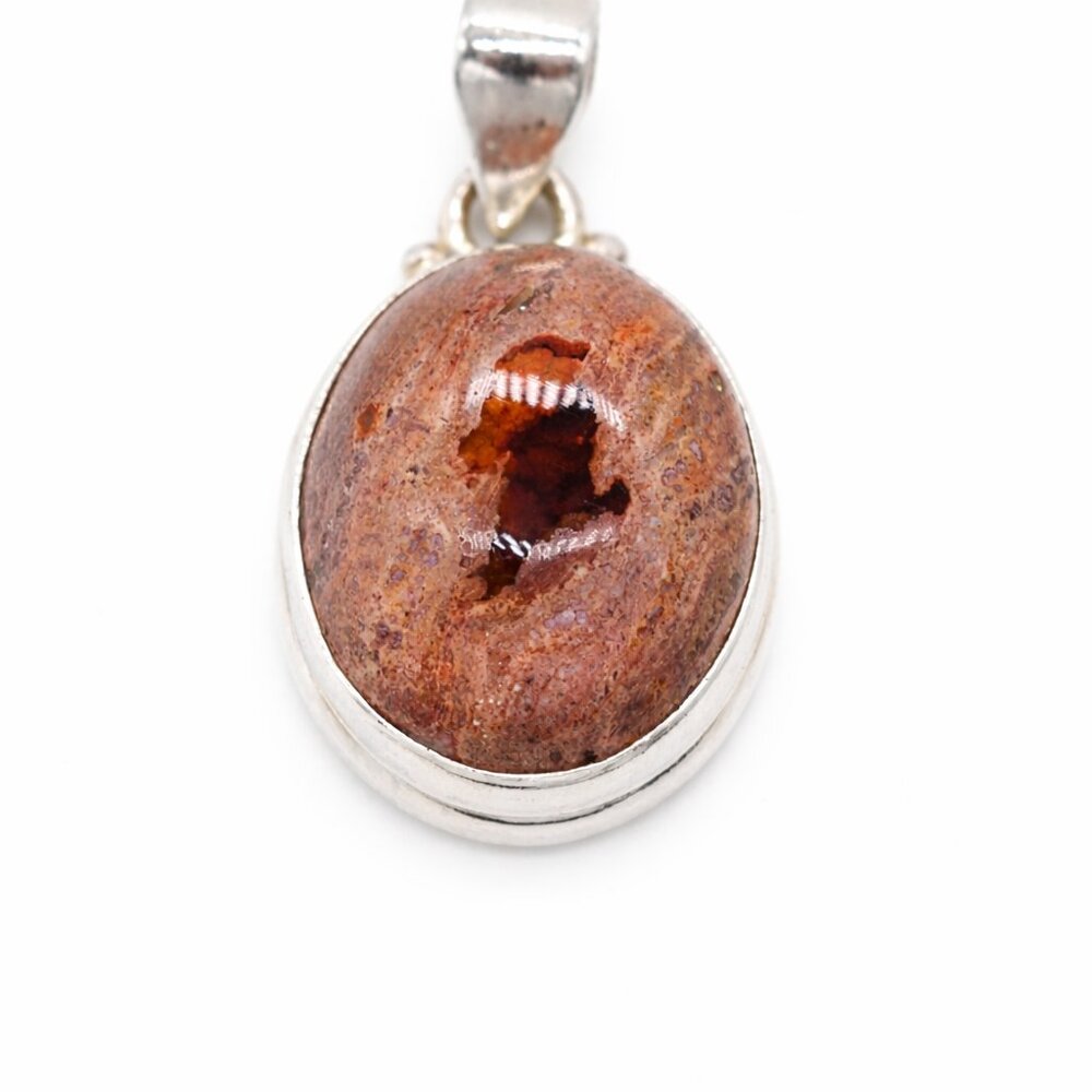 Dragons Heart Mexican Fire Opal Sterling Silver Pendant